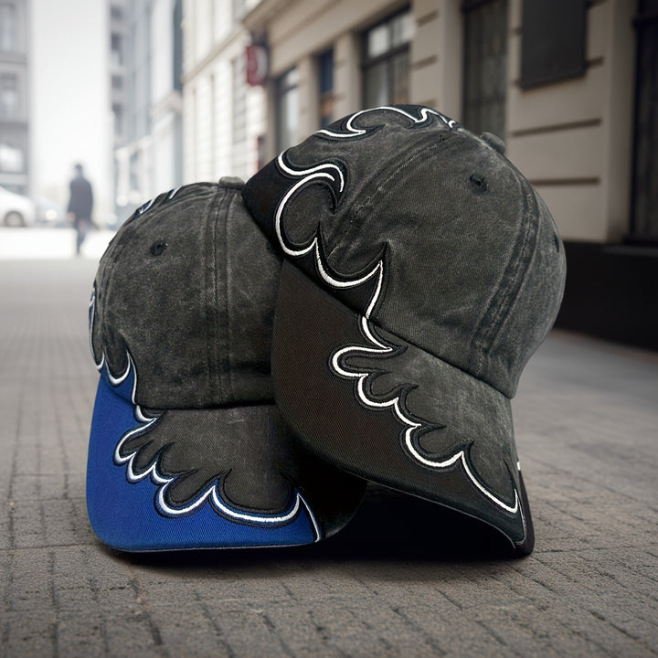 Nueva gorra de béisbol retro americana con bordado de llamas para hombres y mujeres, gorro de pico de pato de nicho hip-hop streetwear, gorra deportiva ajustable