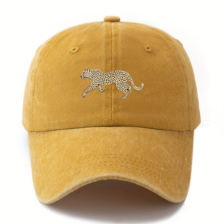 Gorra de béisbol unisex con estampado de leopardo, versátil y ligera para exteriores, con borde curvo, estilo de conductor de camión para ocasiones informales como vacaciones al aire libre, viajes y camping con pico de pato.