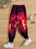 Pantalones Joggers para Niño con Gráfico de Fútbol con Impresión 3D - Rojo Vibrante y Diseño, Pantalones Largos Casuales con Cintura Elástica, Perfectos para Actividades al Aire Libre y Ropa Casual, Joggers para Exterior | Pantalones con Estampado Vibrant