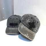 Gorra de Béisbol Bordada con Cruz y Letras para Mujer, Denim Lavado de Alta Gama con Correa Ajustable, Ideal para Streetwear y Danza