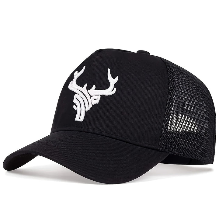 Gorra de Béisbol Ajustable para Hombre con Bordado de Asta - Malla Transpirable, Protección Solar para Actividades al Aire Libre y Viajes, Cinco Paneles, Vacaciones en la Playa