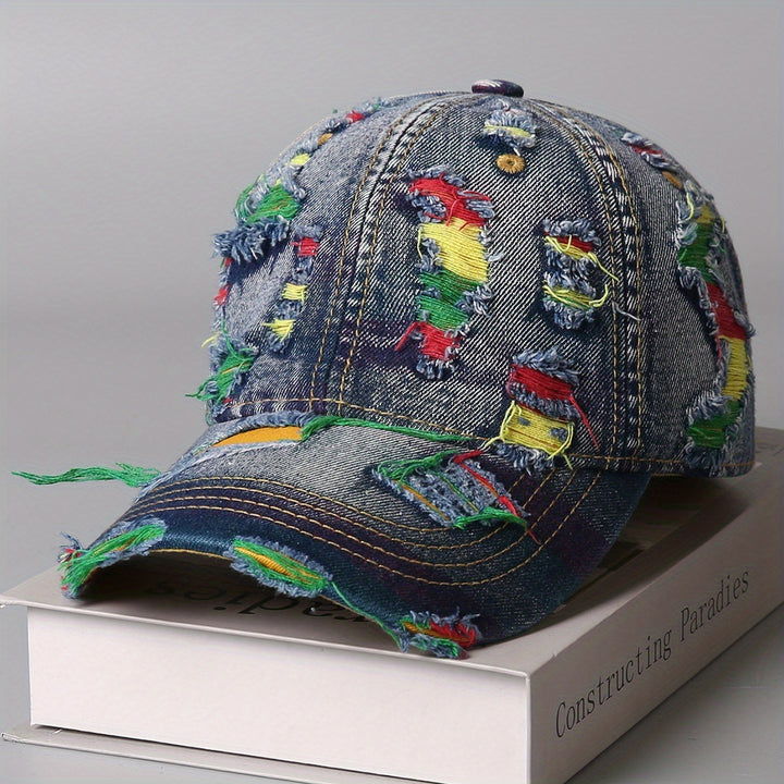 Gorra de Béisbol Retro Lavada Desgastada - Gorra Snapback Ajustable Moda Coreana con Agujeros Aleatorios, Sombrero Transpirable para Hombre y Mujer en Verano