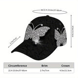 1pc Gorra de Béisbol con Estampado Brillante de Mariposa 2D - Gorra Snapback de Poliéster Completa, Ideal para Running al Aire Libre, Deportes y Estilo Urbano