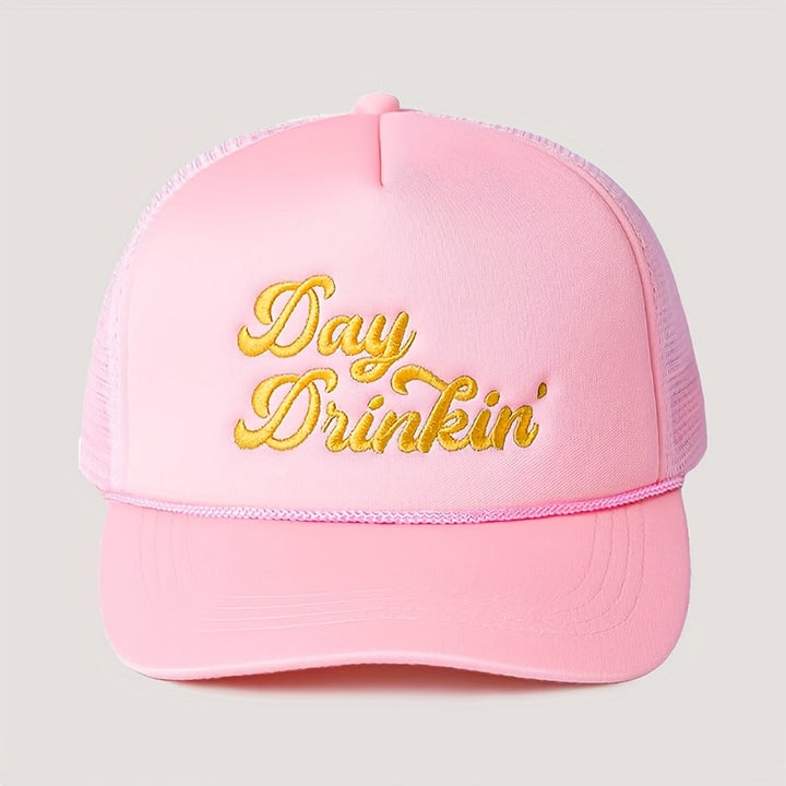 Paquete de 1 Gorra de Béisbol Bordada para Beber al Día - Sombrero de Camionero Ajustable Unisex con Malla en la Parte Posterior, Ligera y Transpirable para el Verano, Ideal para Golf, Exteriores y Uso Diario (Rosa, Verde, Blanco, )