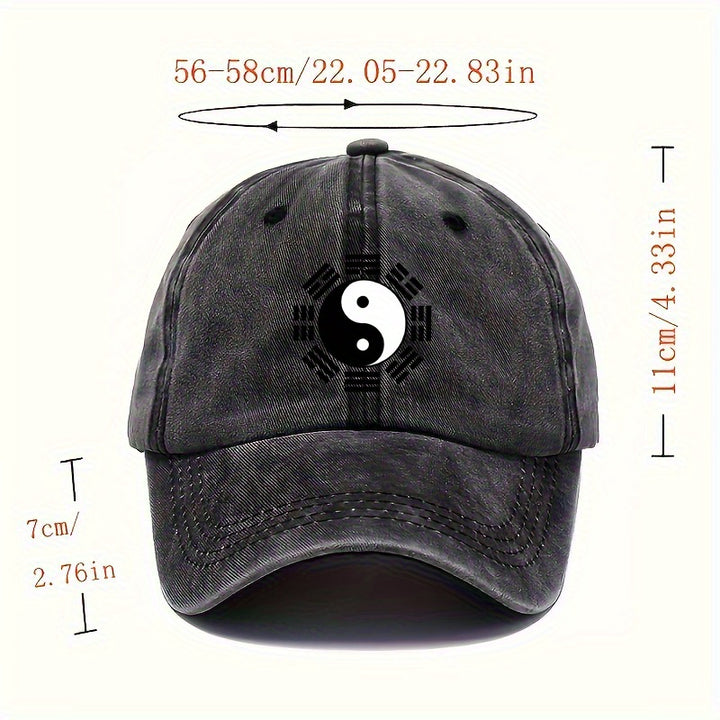 1 pieza Gorra Retro de Artes Marciales Chinas para Hombre - Sombrero con Símbolo Bagua Tai Chi (Diseño Inspirado en Yin-Yang) - Ligera y Adecuada al Exterior, Ideal Para Hiking, Ciclismo o Uso Diario - Regalo Perfecto para Padres e Practicantes de Artas M