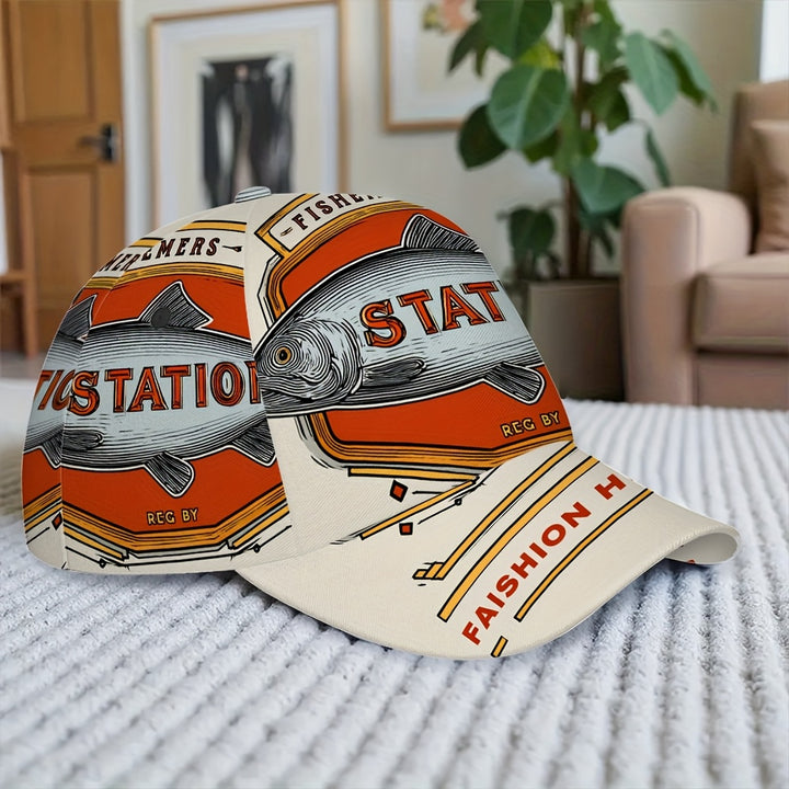 1 Gorra de Béisbol Clásica con Estampado de Pescador - Ajustable, Ideal para Uso Diario y Reuniones en Grupo, Ligera y Cómoda