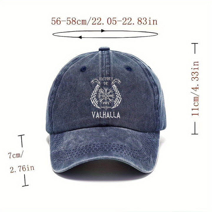 1 gorra de béisbol de algodón estilo vikingo con correa ajustable, visera precurvada y estampado geométrico, gorra de camionero de moda lavable para uso casual y deportivo