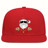 Gorra de béisbol unisex con estampado navideño de hip-hop, estilo callejero, ajustable con cierre a presión, 100% poliéster, ligera, solo lavar a mano/limpiar en seco.
