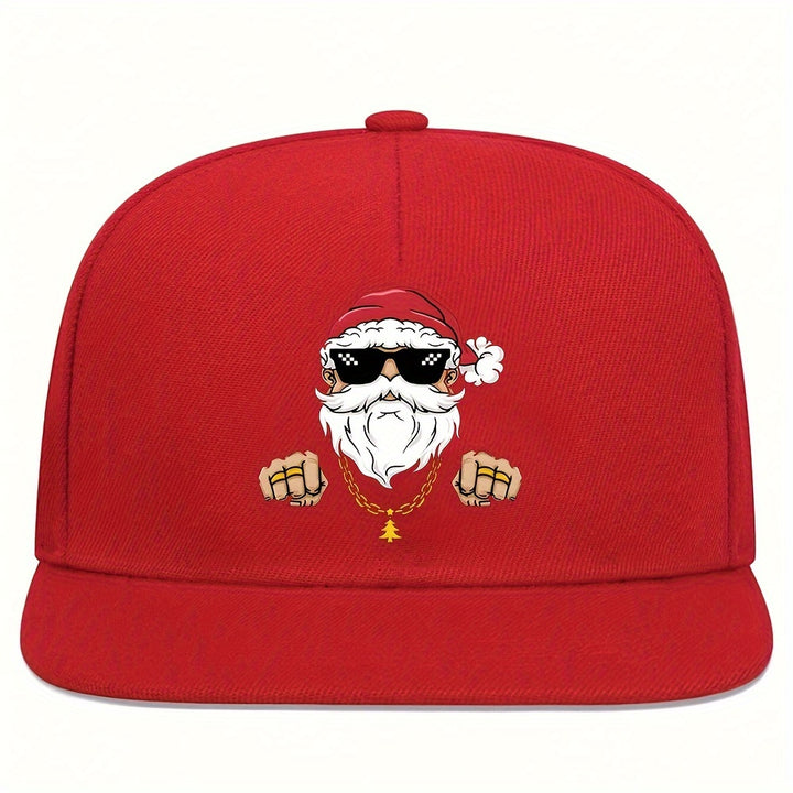 Gorra de béisbol unisex con estampado navideño de hip-hop, estilo callejero, ajustable con cierre a presión, 100% poliéster, ligera, solo lavar a mano/limpiar en seco.