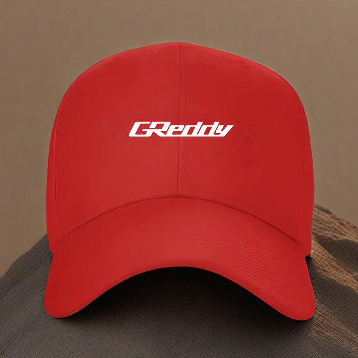 Gorra Trucker con Logo Greddy para Hombres y Mujeres - Snapback Ajustable, Visera Curva, Parte Trasera de Malla Transpirable, Gorra Unisex Casual Deportiva al aire libre con Letras Blancas del Marca, Opciones en & Gris, Cómoda Para Conducir, Atuendo casua