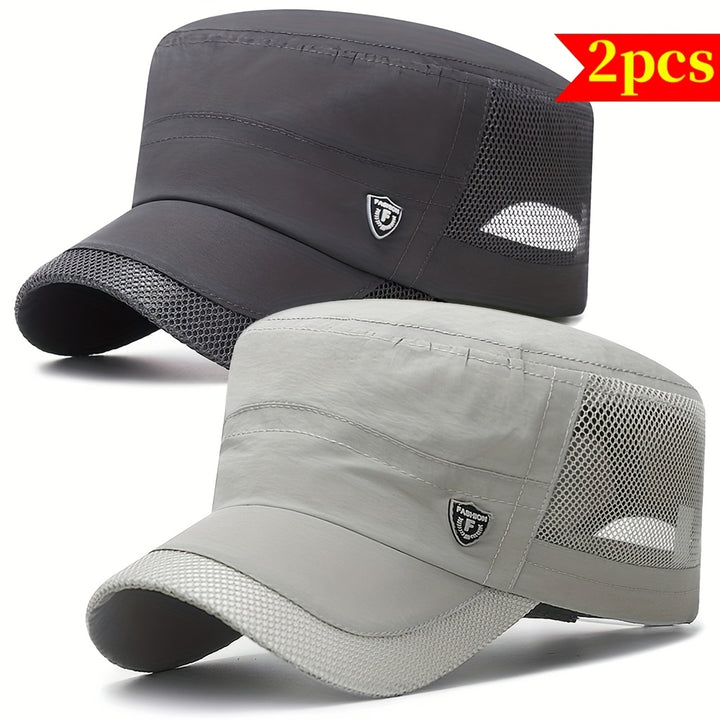 2 sombreros para hombre de secado rápido y protección solar, malla transpirable, livianos, con cierre ajustable, ideales para actividades al aire libre, equipo de protección exterior, accesorio elegante, gorra ligera