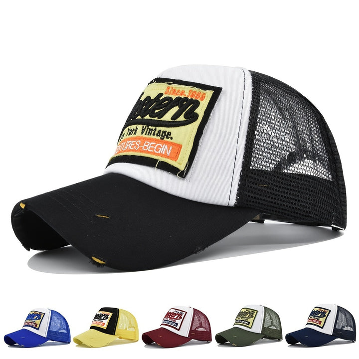 Gorra de béisbol retro para hombre con bordado, malla transpirable, ajustable, estilo hip hop, ideal para pesca y senderismo al aire libre