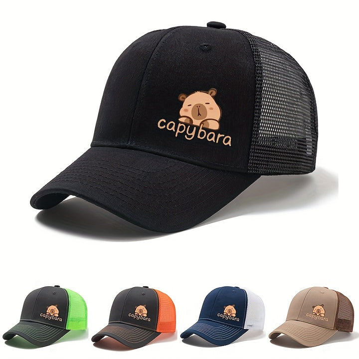 Gorra de Béisbol Unisex MAKEFGE con Estampado de Oso Cartoon - Gorra Trucker Transpirable con Ajuste Snapback, Diseño de Seis Paneles y Ventilación Lateral para Camping al Aire Libre, Verano Casual (, Verde, Naranja, Azul Marino, Marrón), Accesorio Divert