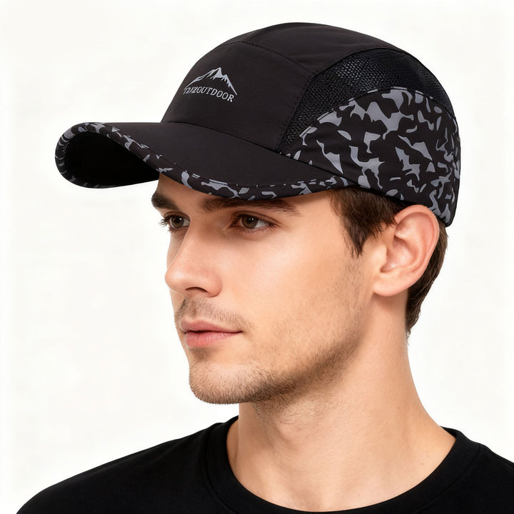 Gorra de béisbol para hombre con bordado de árbol de montaña - Gorro ligero para senderismo al aire libre en todas las estaciones con diseño de camuflaje y árbol, tejido suave y transpirable, correa ajustable para camping, pesca, Navidad, Acción de Gracia