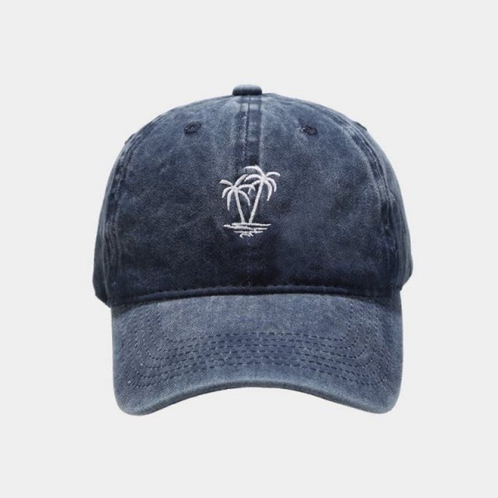 Gorra de Béisbol Retro para Hombre con Bordado de Palmera y Estilo Casual Lavado