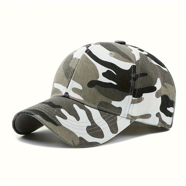 1 gorra de béisbol con estampado de camuflaje para mujer, 100% poliéster, sombrero de moda ligero, ajuste inelástico ajustable, artesanía tejida, gorra deportiva informal para exteriores sin instrucciones de cuidado de lavado