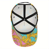 1pc Gorra Snapback de Fantasía Barroca 2D - Gorra Ligera de Poliéster con Diseño Vibrante de Cuerpo Completo, Ideal para Deportes, Running y Streetwear