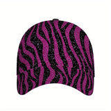 1 gorra de béisbol con estampado de cebra rosa brillante - Gorra ajustable con diseño de cebra y destellos, ligera y cómoda, ideal para fiestas, vacaciones, uso diario y eventos especiales (correa ajustable)