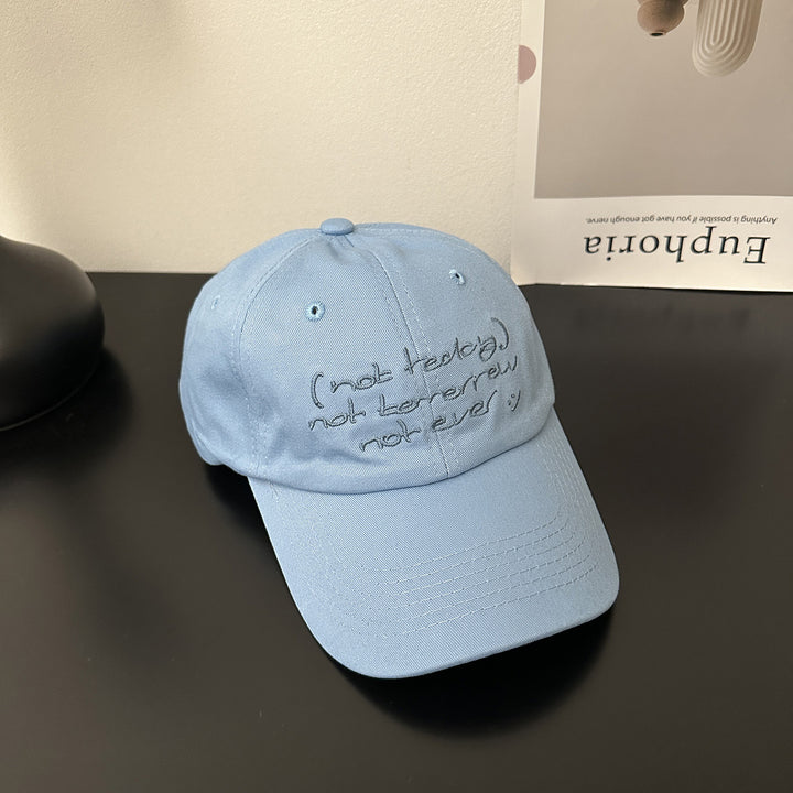 Gorra de béisbol artística para mujer estilo coreano con bordado de slogan en inglés 3D, cierre ajustable snapback y diseño en contraste - Gorro casual y de Navidad para viajes diarios, sesiones de fotos, mercados de nicho - Tejido duradero sin elasticida