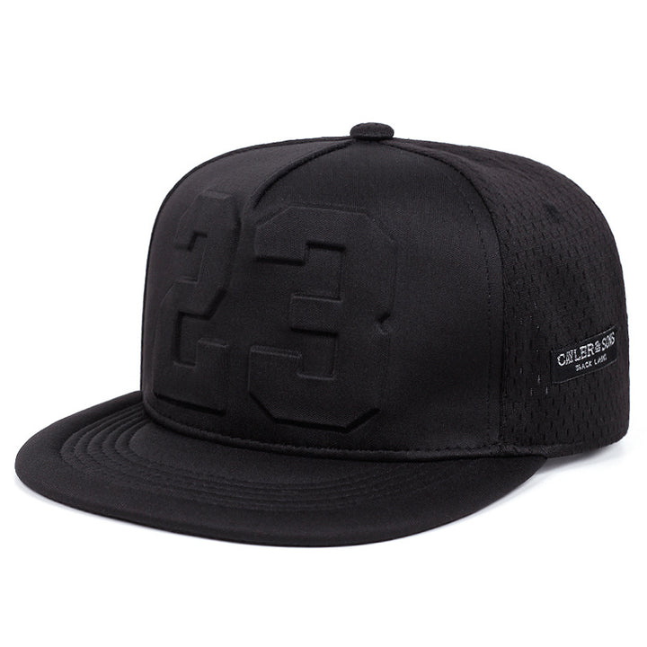 Gorra de béisbol snapback negra y roja con diseño en relieve de 58.42 cm, poliéster suave, parte trasera de malla transpirable, ajuste adaptable para deportes y uso casual, accesorio de moda, gorra duradera