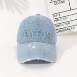 Gorra de basquetbol estilo cowboy, con agujeros, tamaño ajustable, denim lavable, ideal para parejas, diseñada para hacer que la cara parezca más pequeña con estilo duckbill