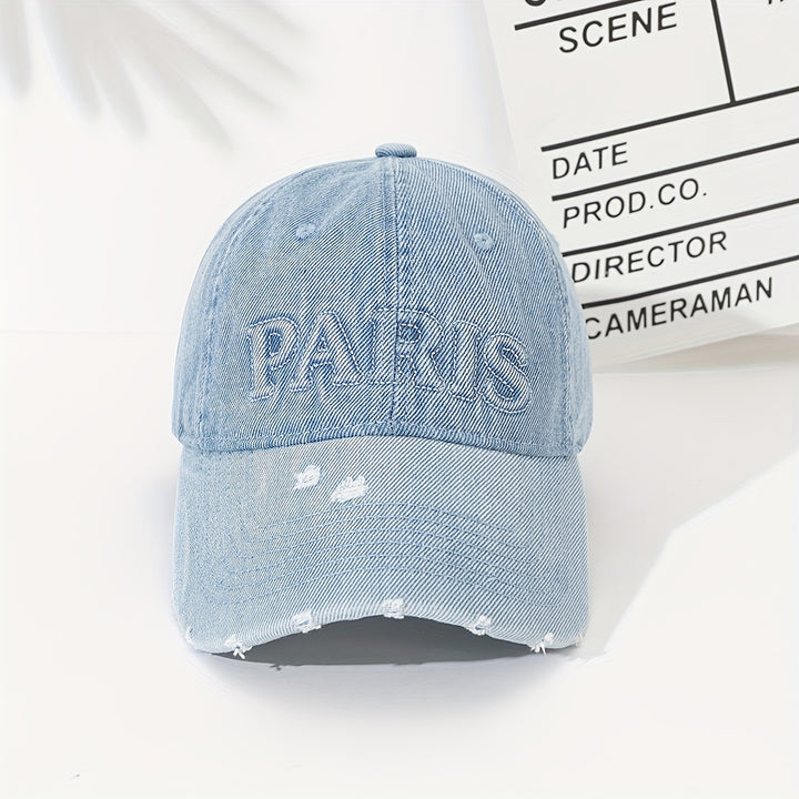 Gorra de basquetbol estilo cowboy, con agujeros, tamaño ajustable, denim lavable, ideal para parejas, diseñada para hacer que la cara parezca más pequeña con estilo duckbill