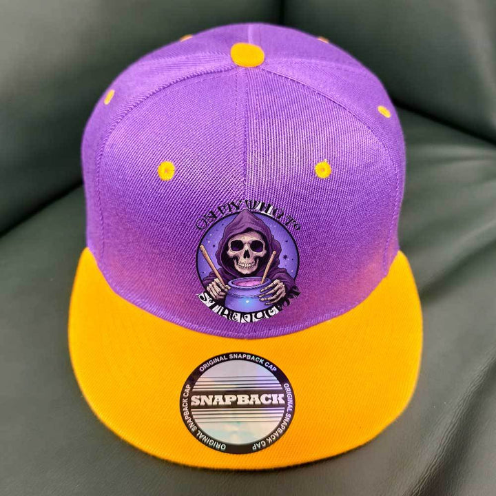 Gorra Snapback Ajustable con Estampado de Calavera Morada y Diseño Cósmico - Ligera 100% Poliéster para Actividades al Aire Libre, Senderismo, Camping - Ideal para Pascua, Ramadán, Regalos del Día del Padre, Sombrero Casual Temático, Accesorio Duradero