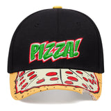 2 gorras de béisbol para hombre, ajustables con broche, diseño de pepperoni y mozzarella, negro y gris, poliéster, estilo casual y deportivo, accesorios de béisbol
