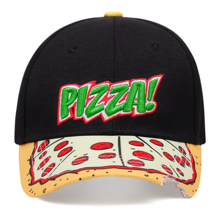 2 gorras de béisbol para hombre, ajustables con broche, diseño de pepperoni y mozzarella, negro y gris, poliéster, estilo casual y deportivo, accesorios de béisbol