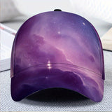 1 gorra de béisbol con estampado 2D de paisaje cósmico púrpura - Estampado vibrante de cuerpo completo, gorra snapback ligera de poliéster, ideal para deportes, running y moda urbana, Ropa Casual,Actividades al Aire Libre,Diseño Funky,Ajuste Cómodo,Sombre