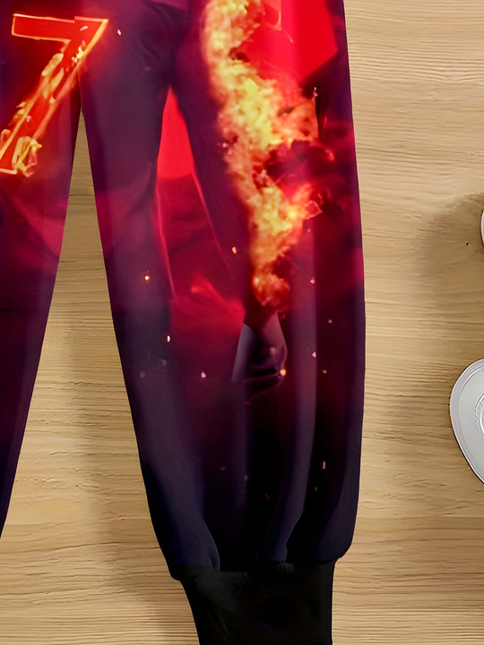 Pantalones Joggers para Niño con Gráfico de Fútbol con Impresión 3D - Rojo Vibrante y Diseño, Pantalones Largos Casuales con Cintura Elástica, Perfectos para Actividades al Aire Libre y Ropa Casual, Joggers para Exterior | Pantalones con Estampado Vibrant