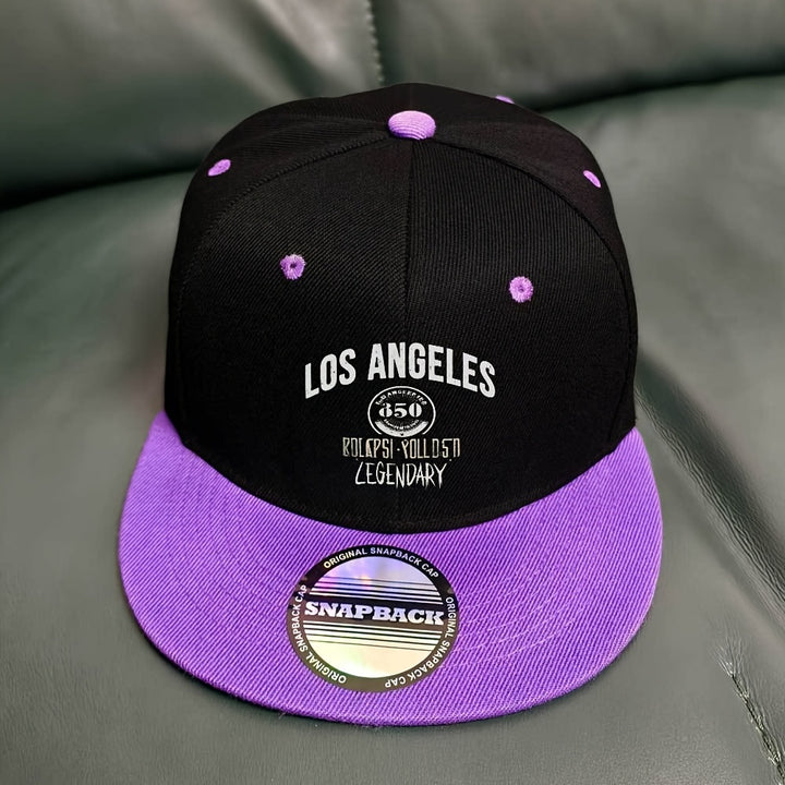 Gorra Snapback Estilo Urbano - Diseño Digital Los Ángeles 1850, Ajustable en Dos Tonos Morado y , 100% Poliéster para Moda Casual y Streetwear