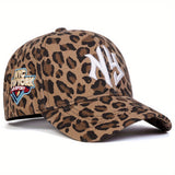 Gorra de béisbol con estampado de leopardo para mujer AR - Sombrero ajustable para protección solar en primavera y otoño, ideal para viajes, playa y fiestas, ropa casual para la cabeza | Gorra con estampado de leopardo | Poliéster tejido