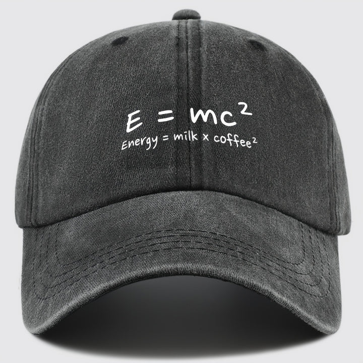 Gorra de Béisbol E=mc² Energía=Leche x Café² para Hombres y Mujeres - Gorra Trucker Ajustable Snapback, Tejido Ligero Transpirable, Sombrero Casual Unisex para Pesca Caza Playa, Regalos del Día de la Madre Día del Padre Cumpleaños, Accesorio de Pesca, Cas