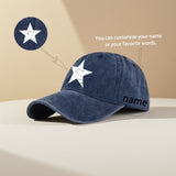 1 Gorra de Béisbol Blanca con Estampado de Estrella y Diseño Texturizado Desgastado Unisex Personalizada