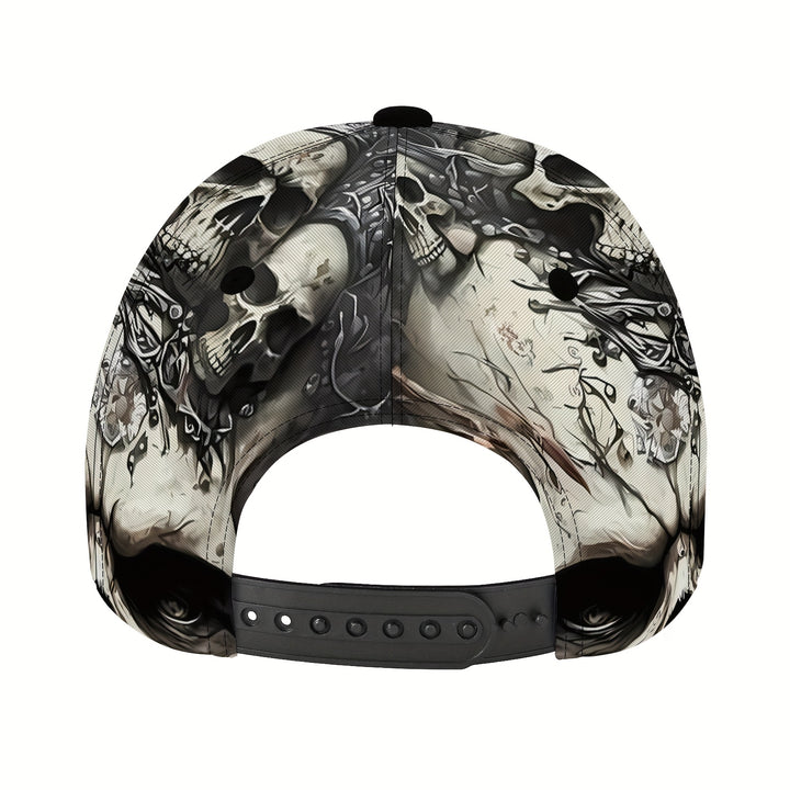 1 gorra de béisbol estilo retro con diseño de calavera gris, unisex, deportiva, 100% poliéster, ligera, ideal para actividades al aire libre, correr y protección solar