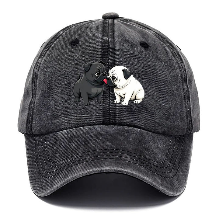 1 Gorra Ajustable con Estampado de Pug Lindo - Sombrero Unisex Suave y Transpirable para Hombres & Mujeres, Regalo Ideal Para Amantes del Perro en Cumpleaños o Fiestas (Diseño /Blanco), Eventos Formales e Informais. Lavada a Mano. Visera Curva. ¡Estilo Di