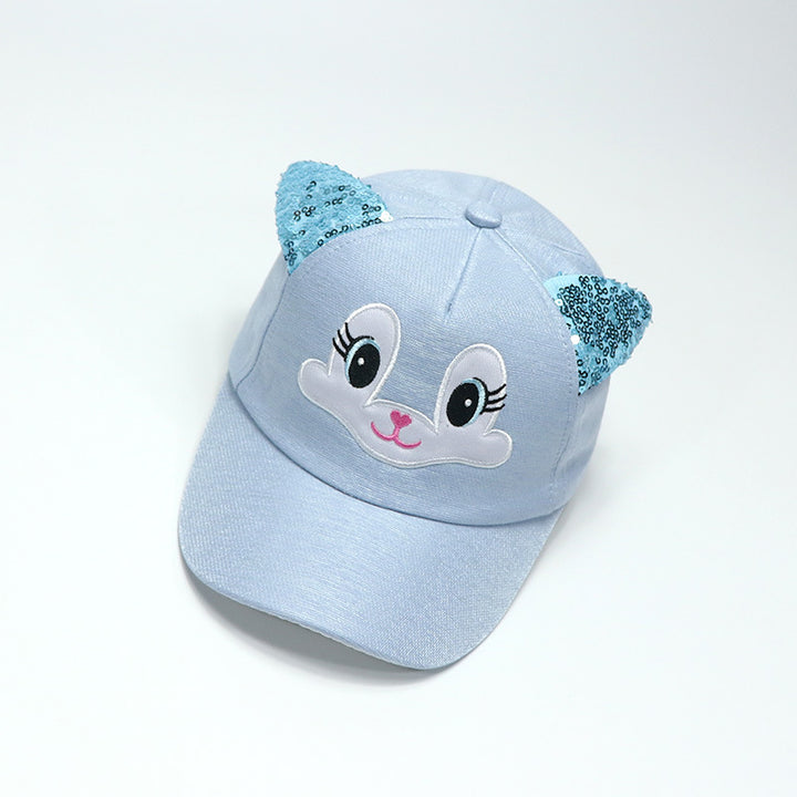 Gorra de Béisbol Bordada con Lentejuelas y Ojos Grandes para Niños - Transpirable, Ajustable, Sombrero de Sol para Niños y Niñas, Perfecta para Cumpleaños