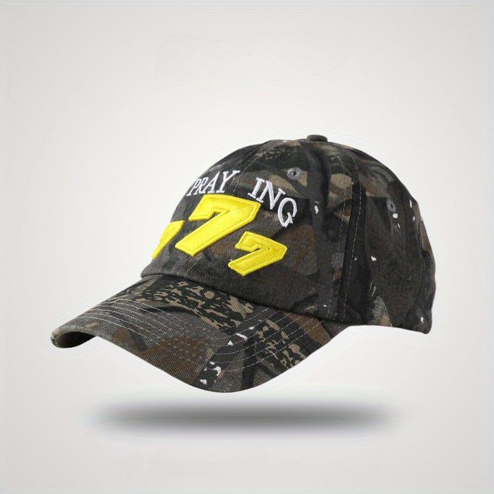 Gorra de Béisbol Unisex con Diseño Camuflaje y Bordado 3D '777' & 'STAY LOW GO FAST' - Sombrero Ligero para Hombres y Mujeres, Moda Casual, Estilo Urbano, Letras Atrevidas, Ajuste Cómodo, Para Amantes del Estilo Callejero