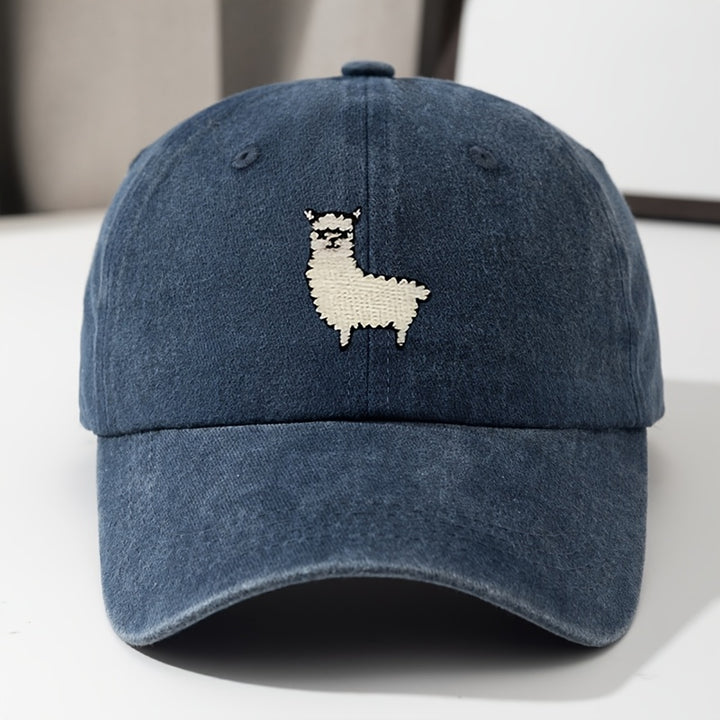 Gorra de Béisbol con Bordado de Oveja Unisex, Visera Curva Ajustable y de Alta Calidad para Pesca Casual