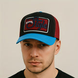 1pc Gorra de béisbol de poliéster bordada para hombre, patrón de rombos, ligera, malla transpirable, ajustada con cierre de hebilla, lavable a mano, para Año Nuevo, senderismo, fiesta, regalo - Tema navideño