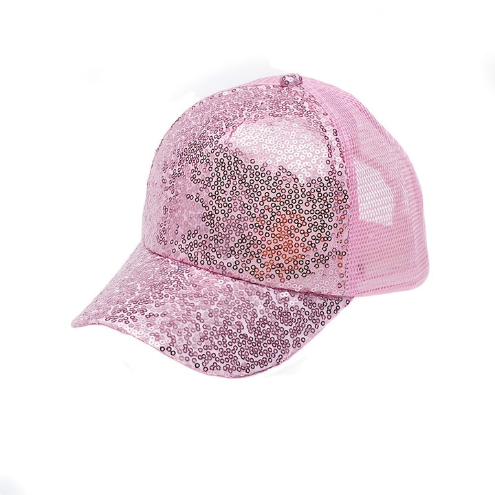 1pc Gorros para niñas Primavera/verano lindos con lentejuelas Gorras de red para jóvenes Gorras de béisbol transpirables para exteriores