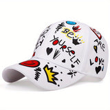 Gorra de béisbol con estampado graffiti, estilo hip hop, sombrero casual unisex para sol, deportes y protección UV, para hombres y mujeres