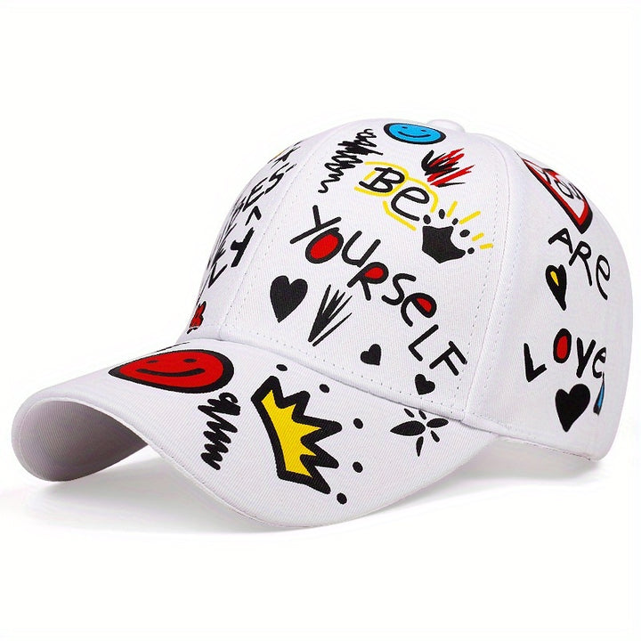 Gorra de béisbol con estampado graffiti, estilo hip hop, sombrero casual unisex para sol, deportes y protección UV, para hombres y mujeres