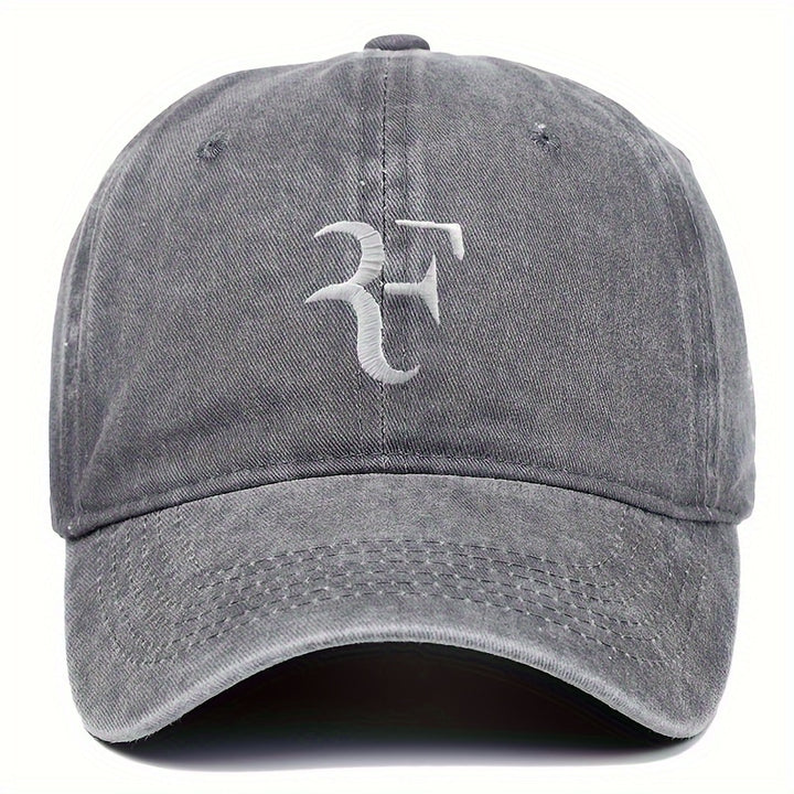 1 gorra de béisbol ajustable con diseño bordado de letra F elegante, mezcla transpirable, protección solar para deportes al aire libre y uso casual, accesorio para la cabeza ajustable, gorra de béisbol bordada duradera