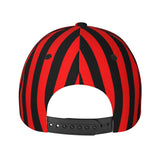 1pc Gorra de Béisbol Retro para Hombre con Rayas Rojas y Negras - Sombrero Trucker Estampado Completo, Visera Curva, Ligereza Ideal Para Deportes al Aire Libre en Todo Clima & Ropa Casual Urbana, Cierre Snapback, Regalo Perfecto Navidad/Graduación/Fiestas