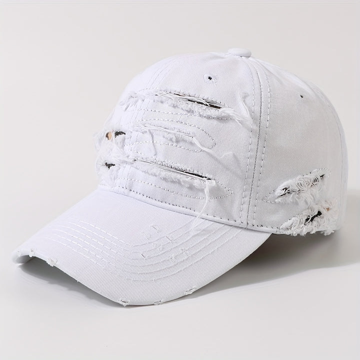 Gorra de béisbol desgastada estilo hip hop, gorra ligera ajustable para hombre, ideal para ciclismo urbano, skateboarding y actividades al aire libre, diseño en negro con costuras blancas, material de poliéster, estilo casual, sombrero urbano resistente