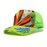 1pc Gorra de Béisbol Bordada para Hombre con Diseño Tropical Vibrante, Sombrero Transpirable para Playa, Deportes y Salidas Casuales, Accesorio de Viaje, Cabezal Elegante, Cómodo