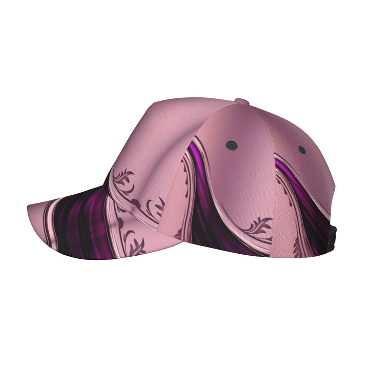 1 gorra unisex de camionero con efecto marmolado rosa y morado - Visera curva con estampado completo, cierre ajustable, ligera para todas las estaciones, gorra casual de béisbol para deportes al aire libre (degradado rosa/morado)