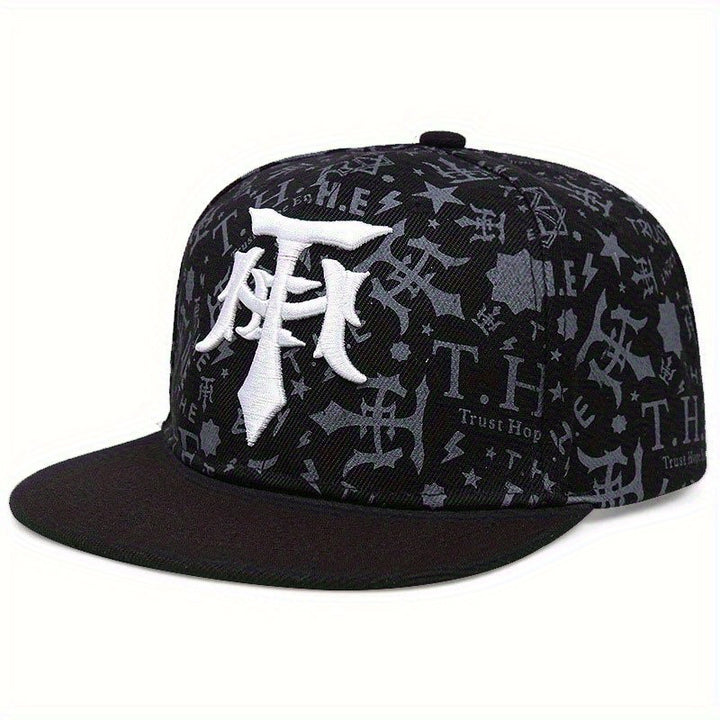 1 gorra de béisbol con bordado de letras góticas para hombre, ajustable con broche, sombrero deportivo retro al aire libre con frases motivacionales, gorra unisex para uso casual (negro/rojo/blanco), gorra de protección solar, estilo gótico, tela trans...